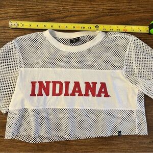 Indiana Hoosiers Football Mesh Crop Top - White and Red